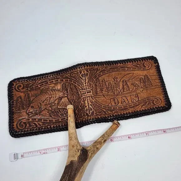 Vintage Handmade Genuine Leather Dan Fisherman Wallet - Picture 8 of 11